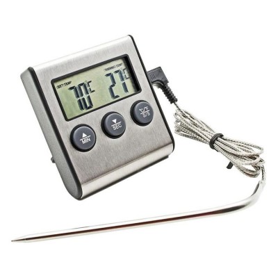 Термометр-таймер электронный звуковой с выносным стальным щупом от -50°C до +300°C  
